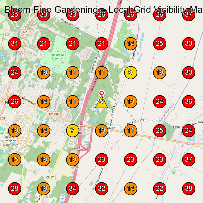 Bloom Fine Gardening GeoGrid visibility map for Landscape Designer in Modena